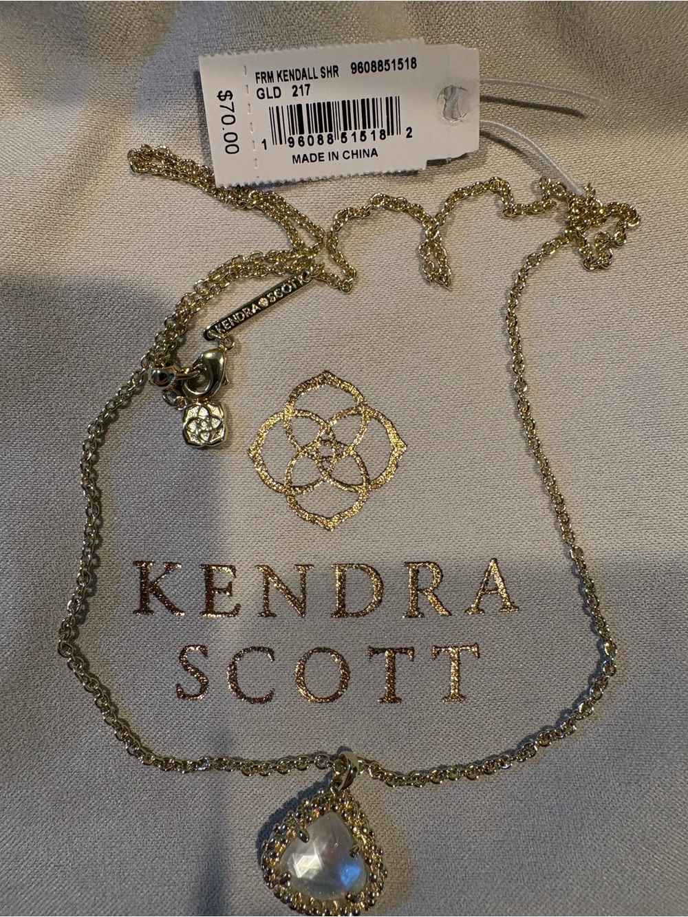 Kendra Scott Gold Faceted Heart Pendant Necklace with Clear Crystal